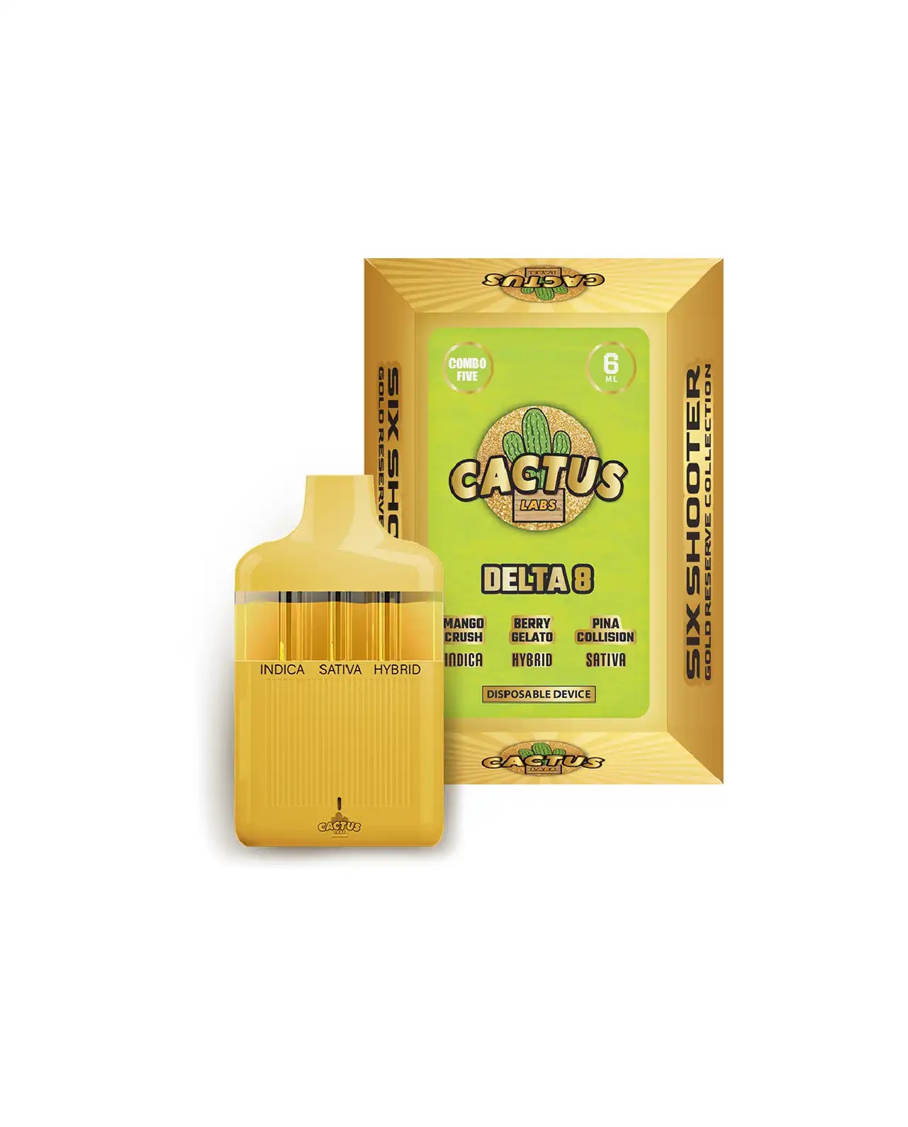 The - Mango Crush, Berry Gelato, Pina Collision 6ml - Six Shooter Delta 8 Gold Reserve