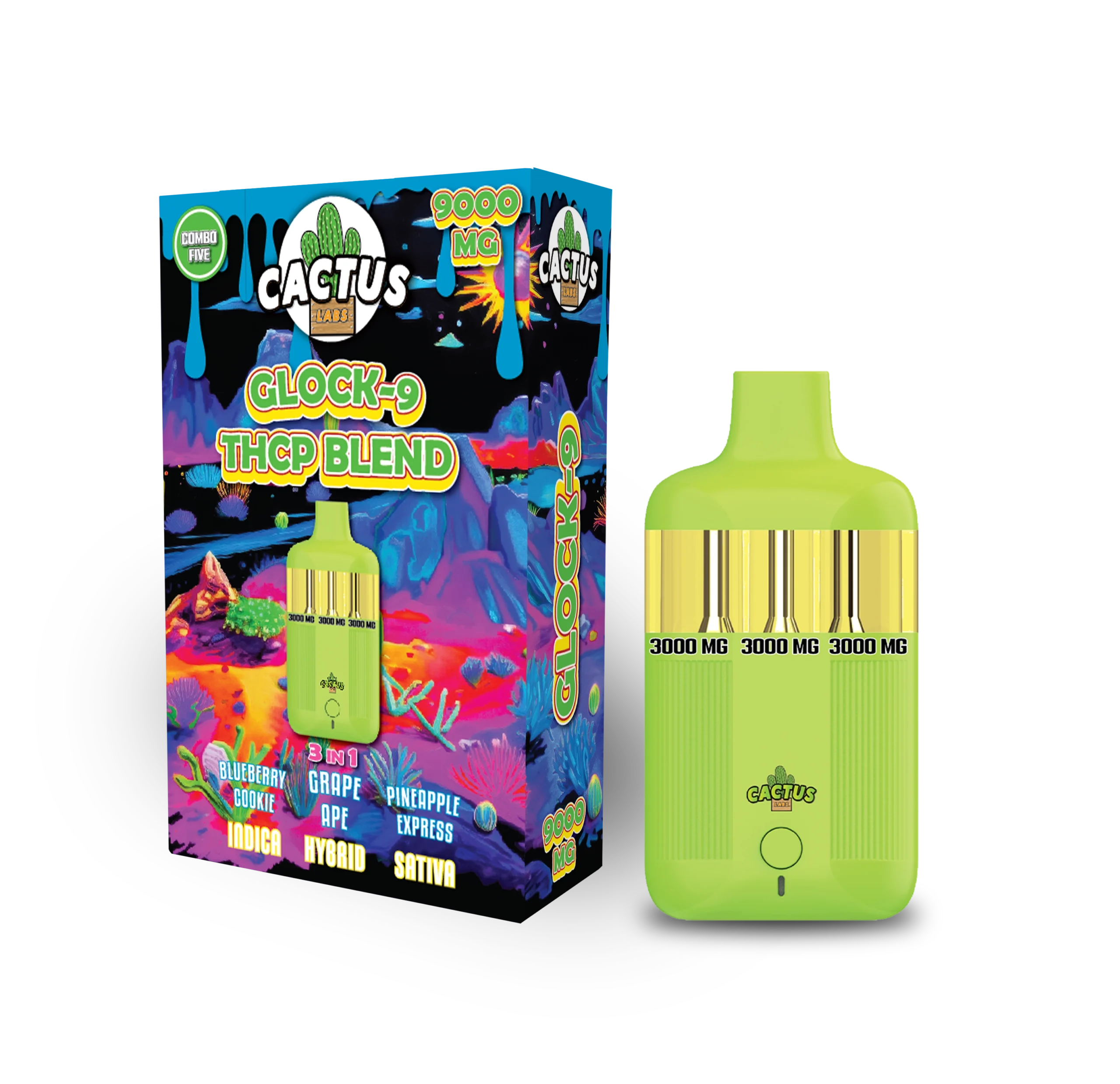 Blueberry Cookie + Grape Ape + Pineapple Express - Glock-9 THCP Blend