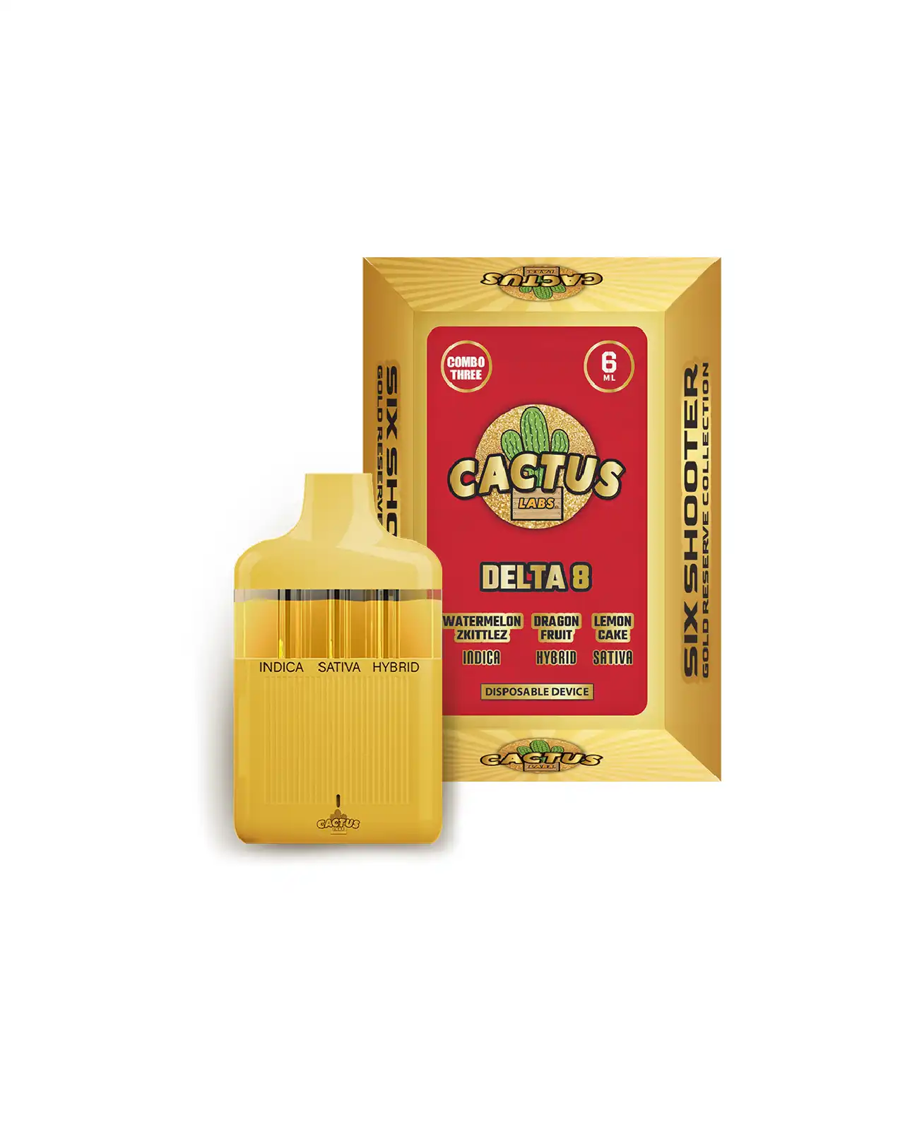 The - Watermelon Zkittlez, Dragon Fruit, Lemon Cake 6ml - Six Shooter Delta 8 Gold Reserve