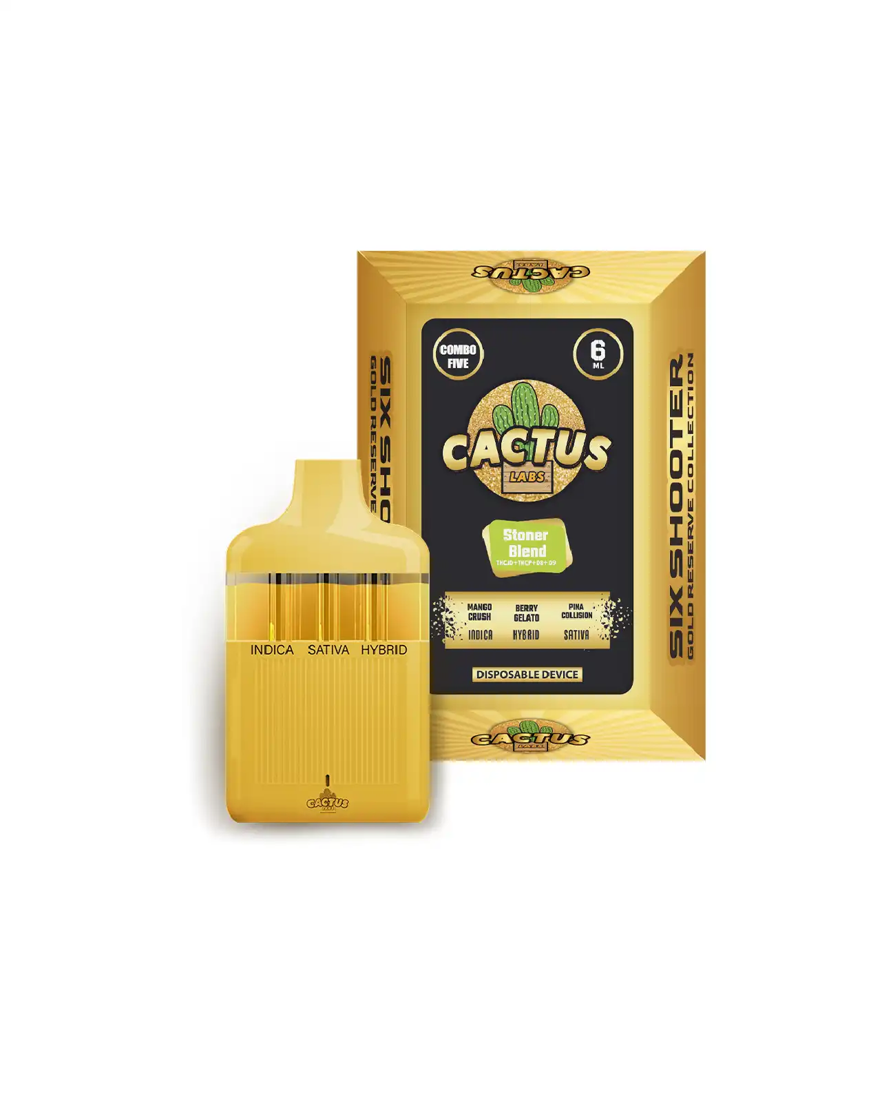 Mango Crush + Berry Gelato + Pina Collision 6ml - Six Shooter Stoner Blend Gold Reserve