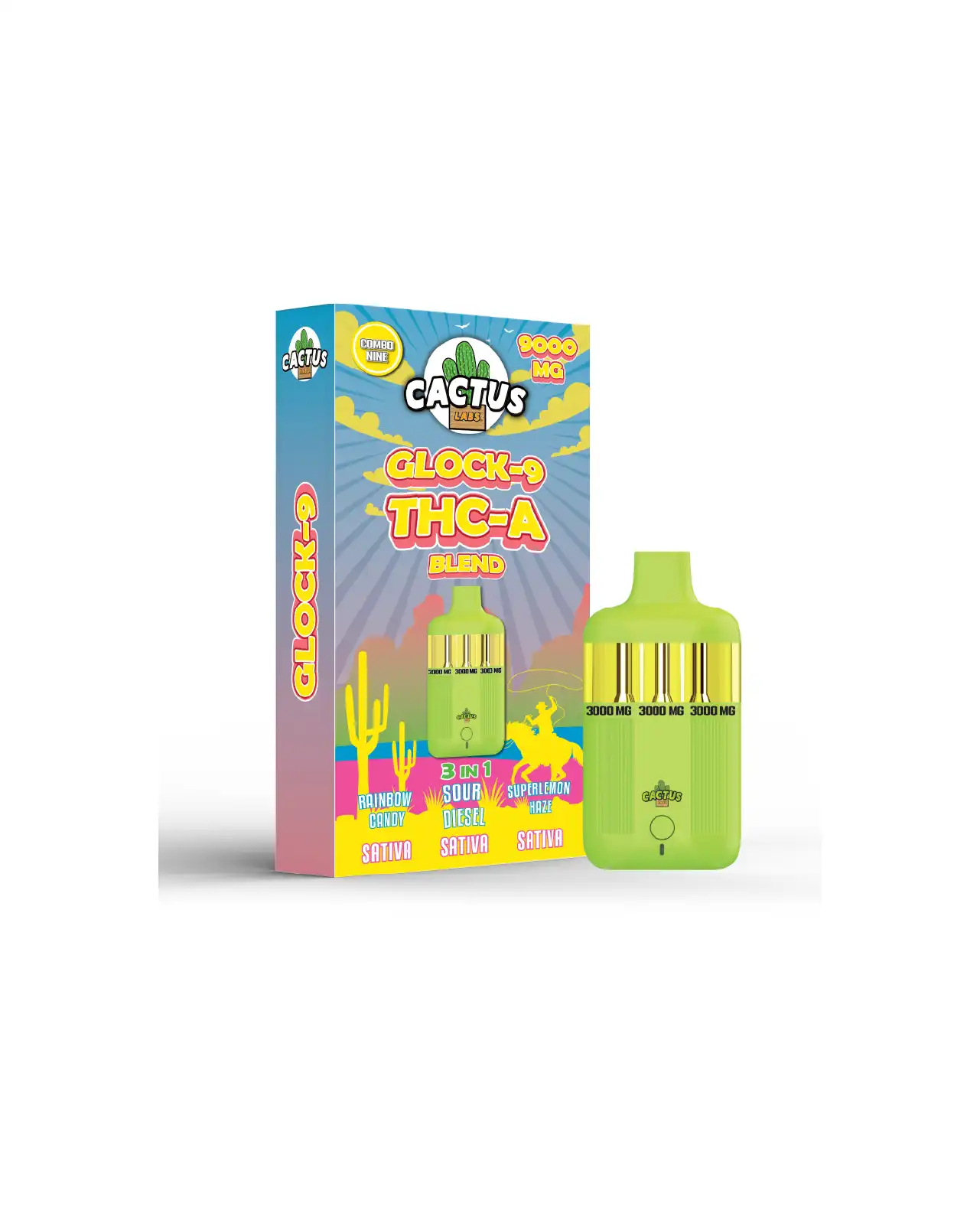 Rainbow Candy + Sour Diesel + Super Lemon Haze - Glock-9 THC-A Blend