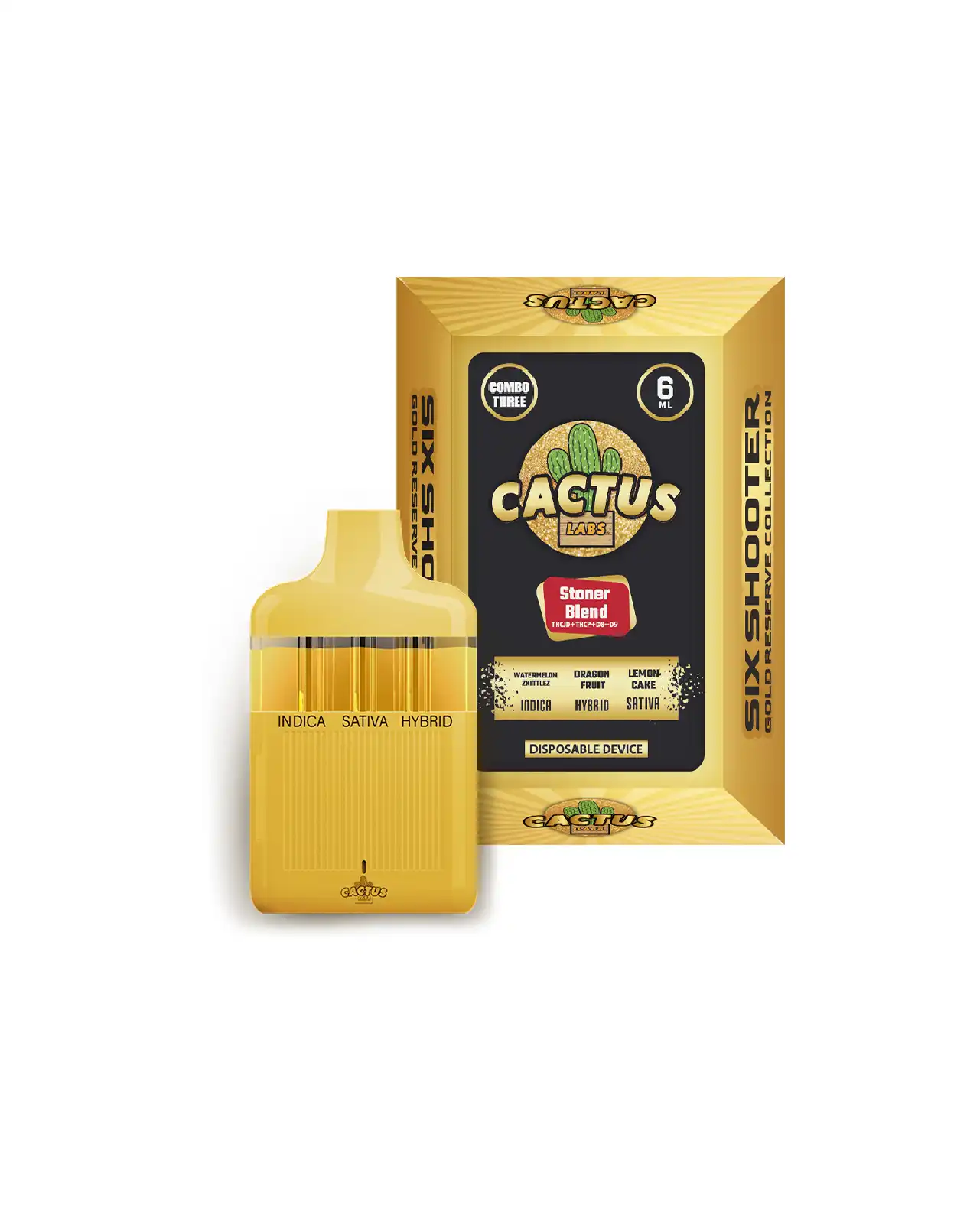 Watermelon Zkittlez + Dragon Fruit + Lemon cake 6ml - Six Shooter Stoner Blend Gold Reserve