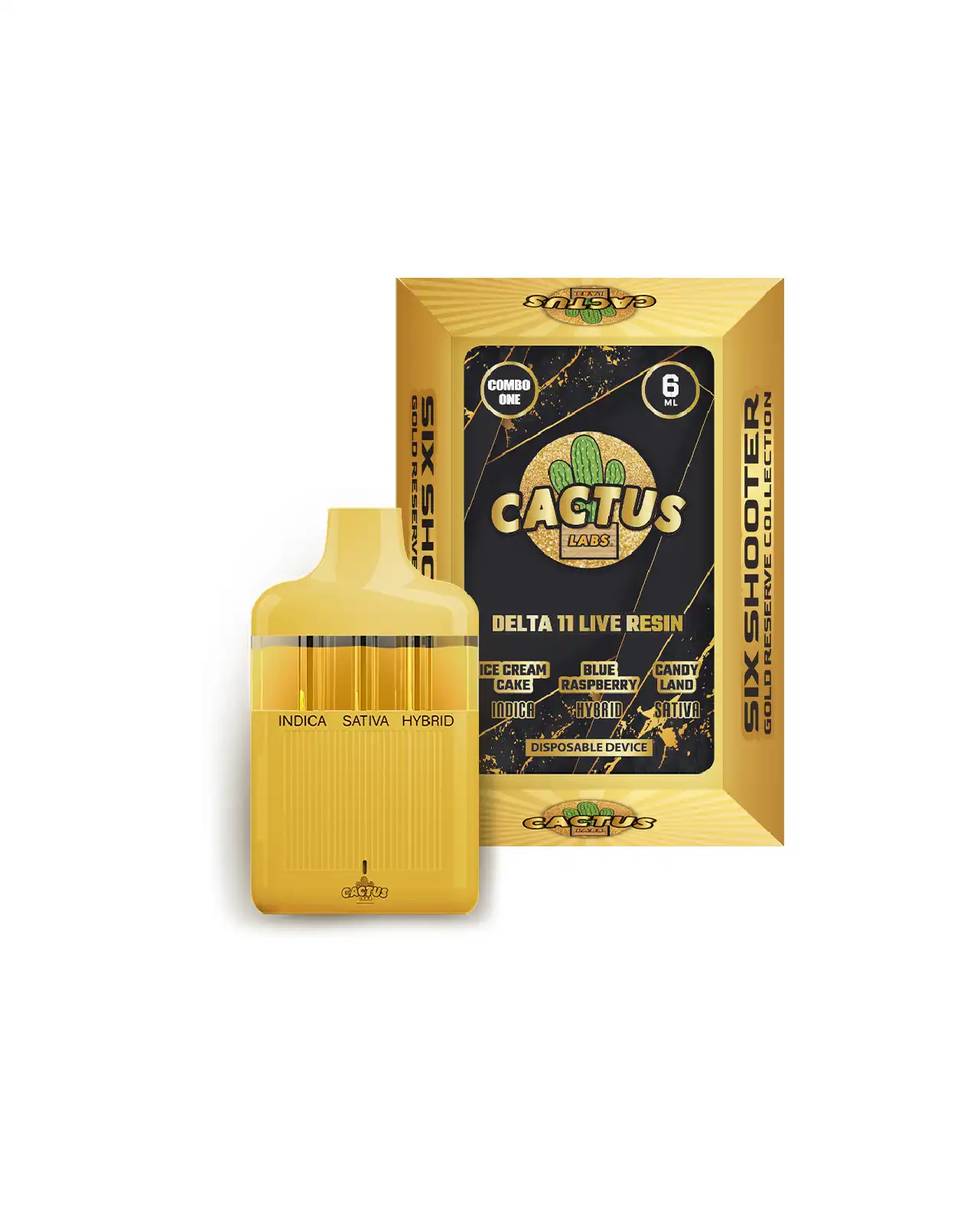D11 Ice Cream Cake + Blue Raspberry + Candy Land 6ml - Six Shooter Delta 11 Live Resin Gold Reserve
