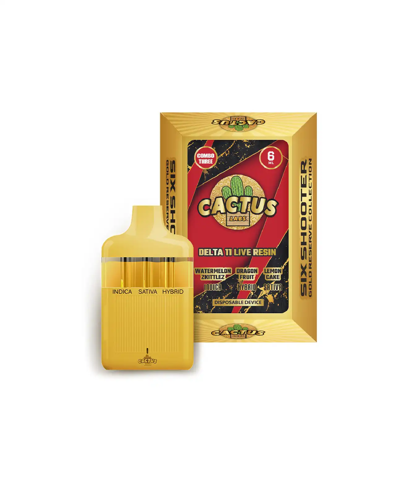 D11 WaterMelon Zkittlez + Dragon Fruit + Lemon Cake 6ml - Six Shooter Delta 11 Live Resin Gold Reserve