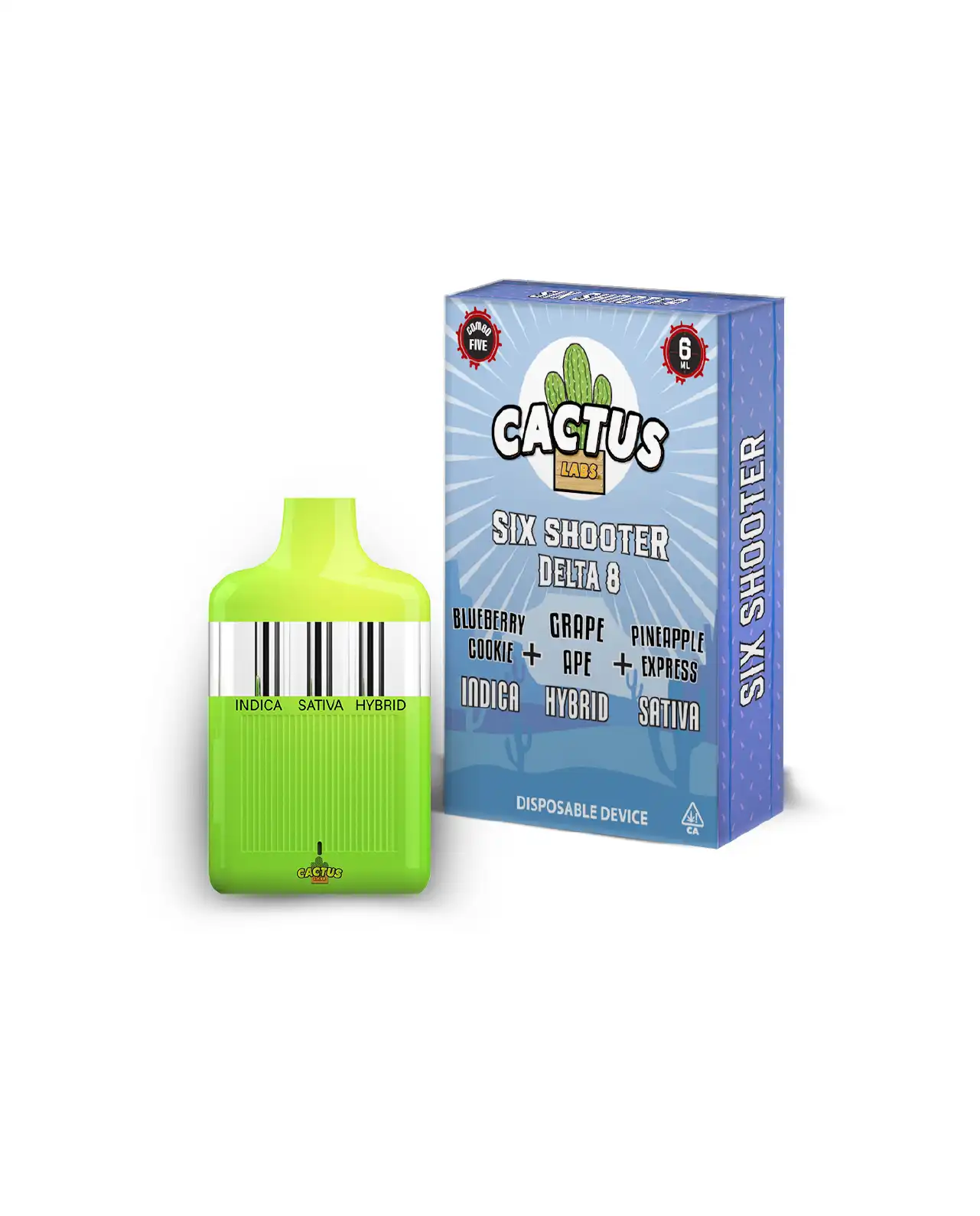Blueberry Cookie, Grape Ape, Pineapple Express 6ml - Six Shooter Delta 8