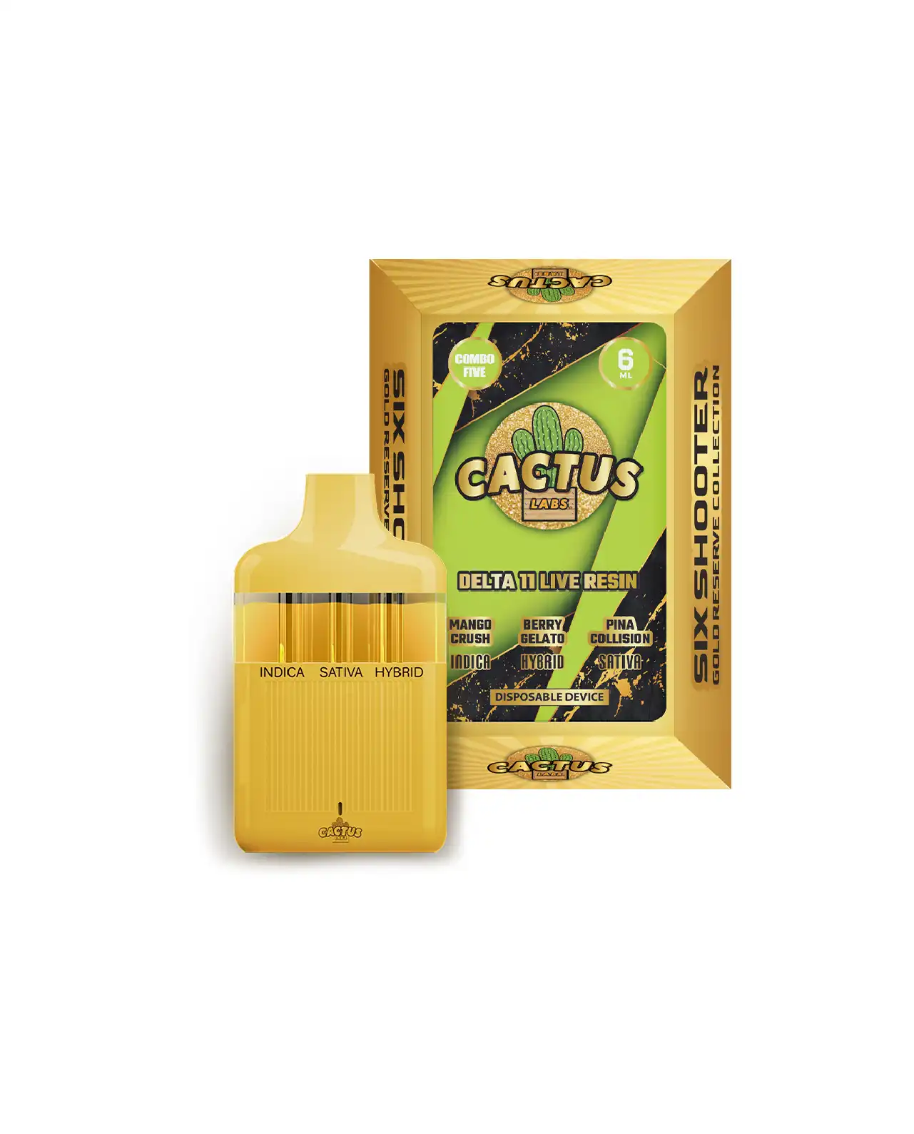 D11 Mango Crush + Berry Gelato + Pina Collision 6ml - Six Shooter Delta 11 Live Resin Gold Reserve