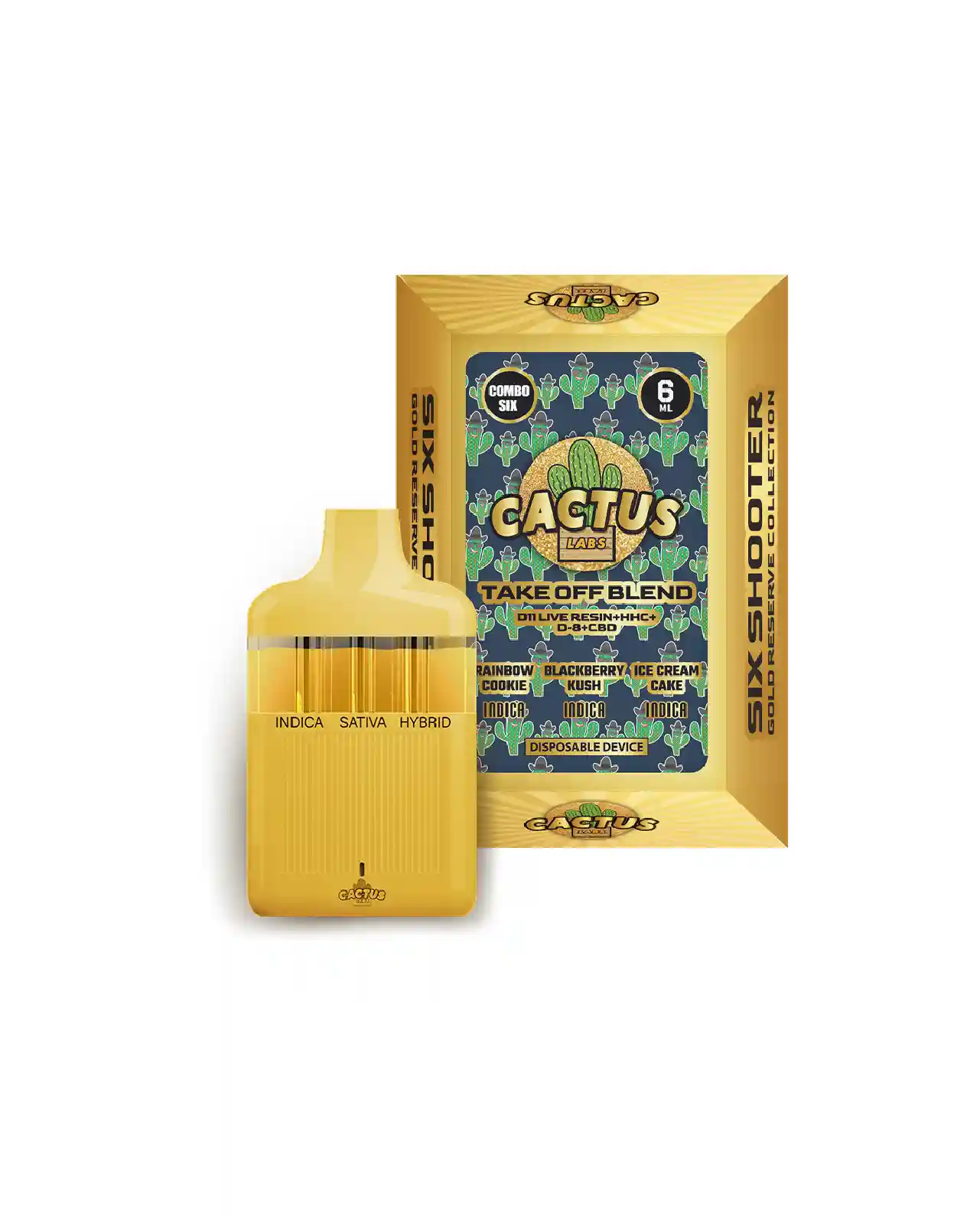 Rainbow Cookies, Blackberry Kush, Ice Cream Cake 6ml - Six Shooter Take Off Blend Gold Reserve