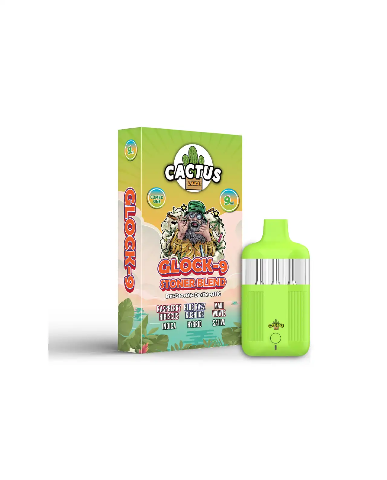Raspberry Hibiscus, Blue Razz Kush Ice, Maui Wowie - 9ml - Glock-9 Stoner Blend