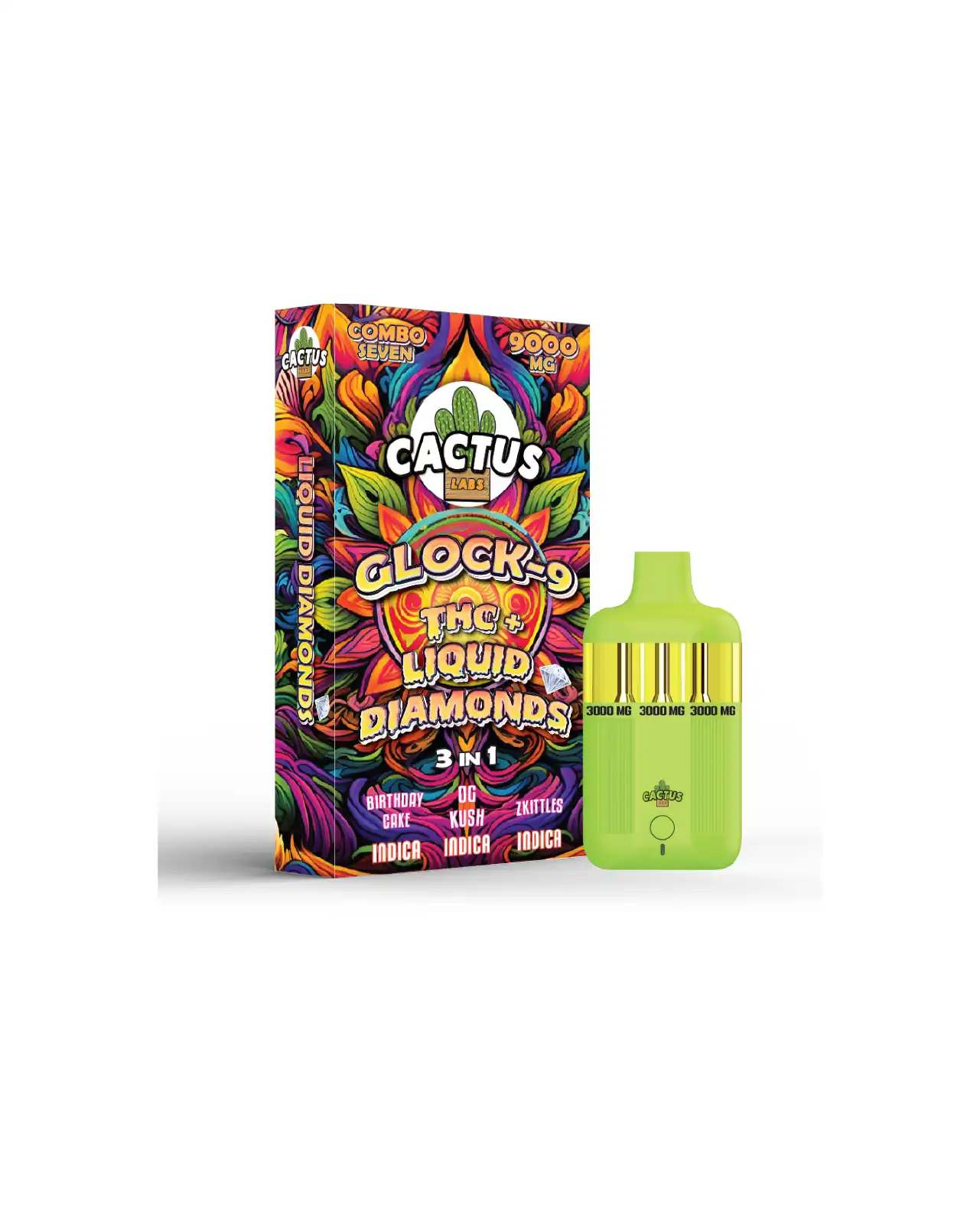 THC + BIRTHDAY CAKE + OG KUSH + ZKITTLES - Glock-9 THC+ Liquid Diamonds