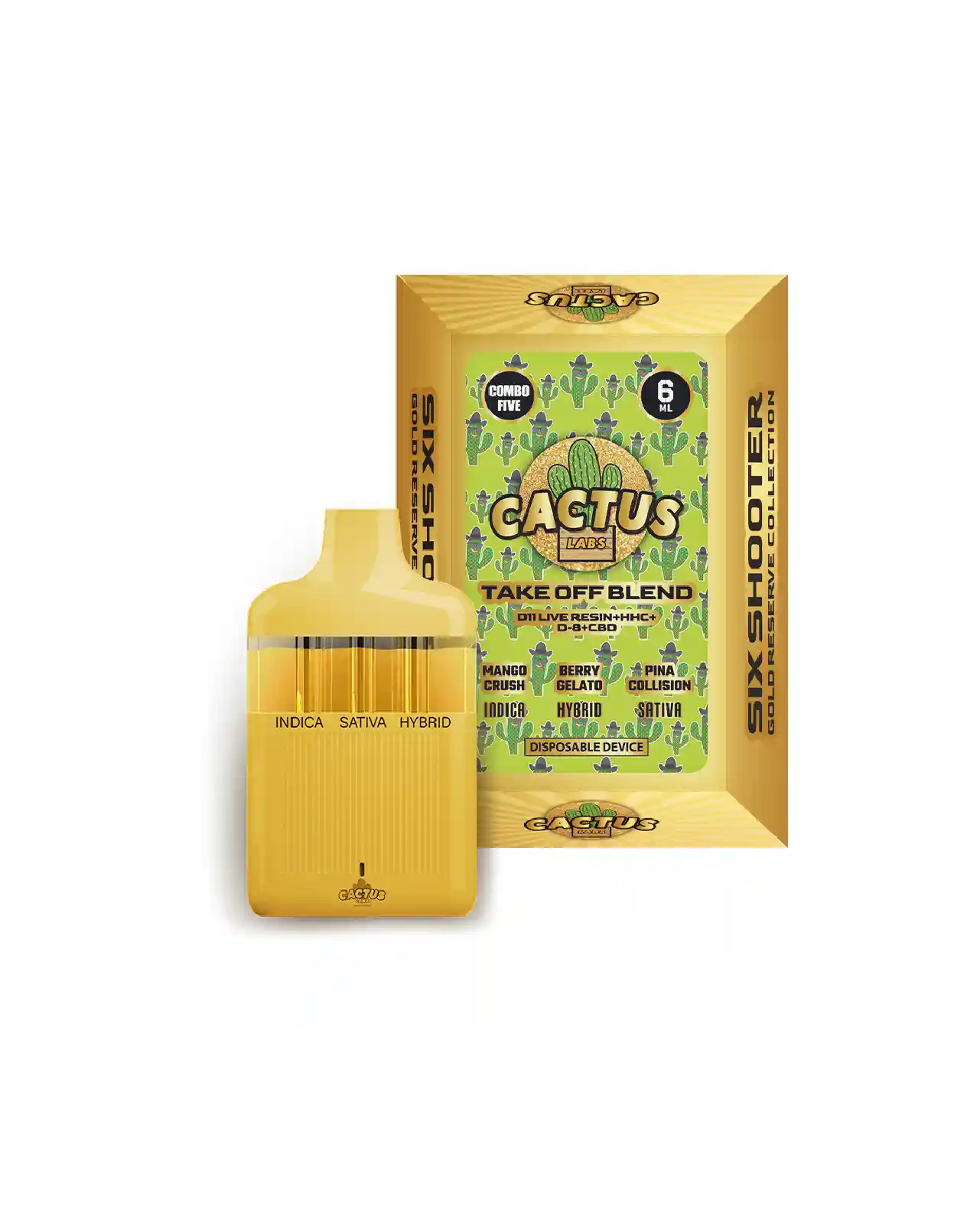 Mango Crush + Berry Gelato + Pina Collision 6ml - Six Shooter Take Off Blend Gold Reserve