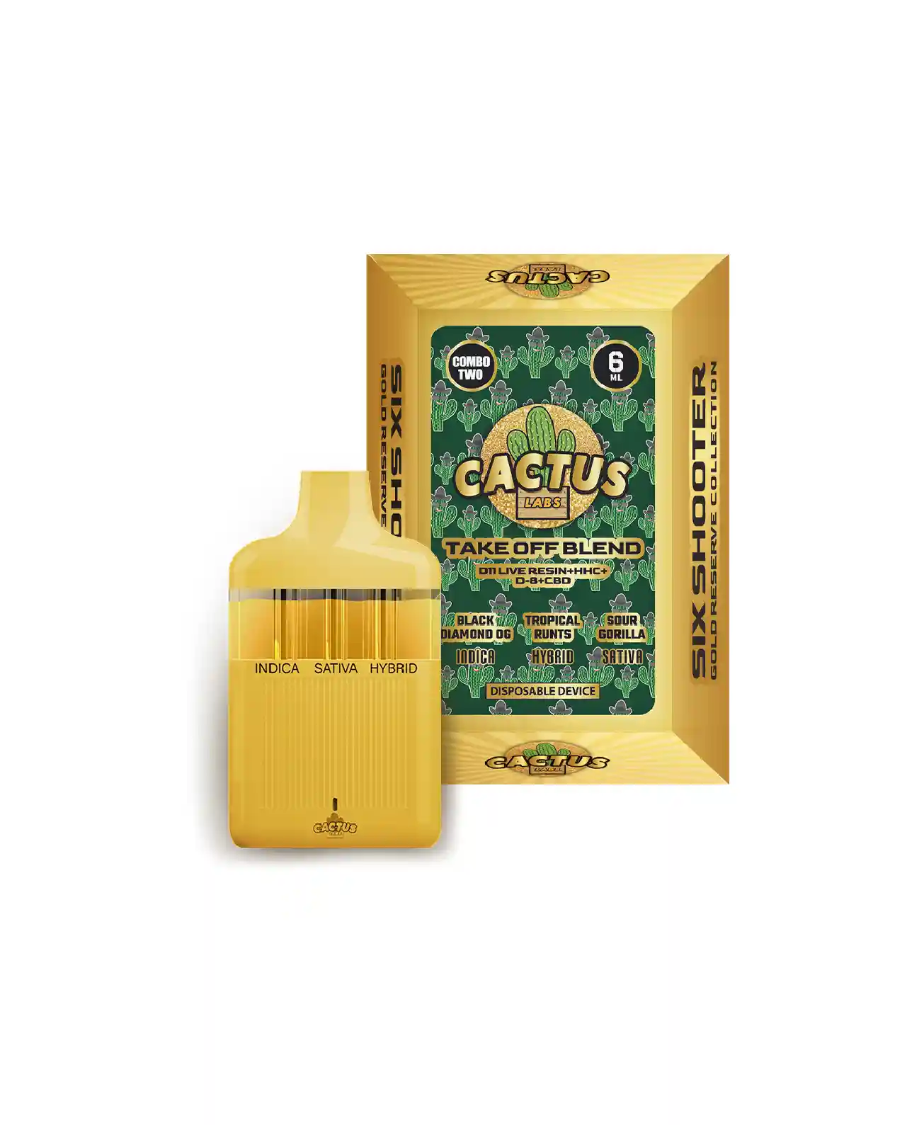 Black Diamond OG, Tropical Runts, Sour Gorilla 6ml - Six Shooter Take Off Blend Gold Reserve