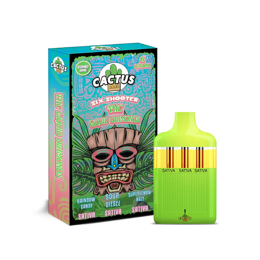 THC Rainbow Candy + Sour Diesel + Superlemon Haze Combo Nine 6GM - Six Shooter THC Liquid Diamond