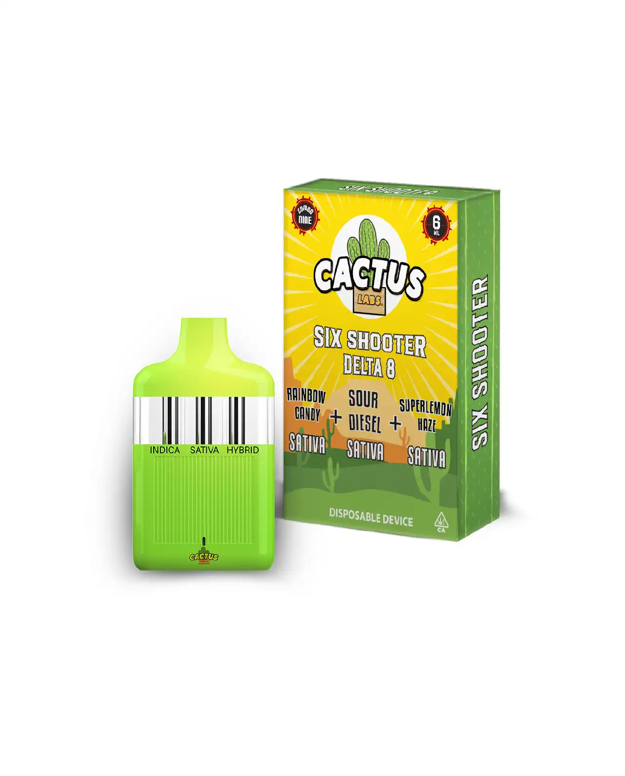 The - Rainbow Candy, Sour Diesel, Super Lemon Haze 6ml - Six Shooter Delta 8