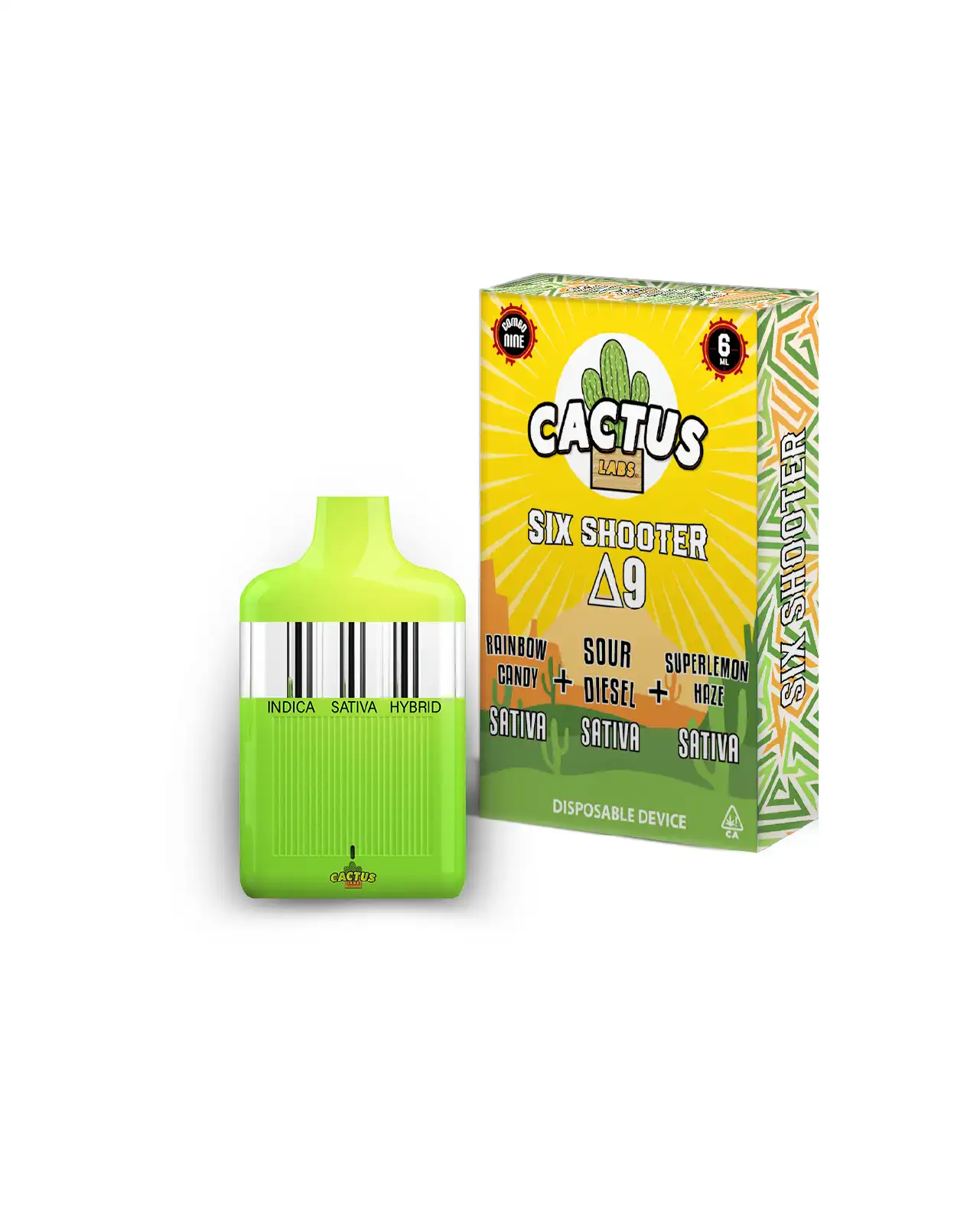 Rainbow Candy, Sour Diesel, Superlemon Haze 6ml - Six Shooter Delta 9