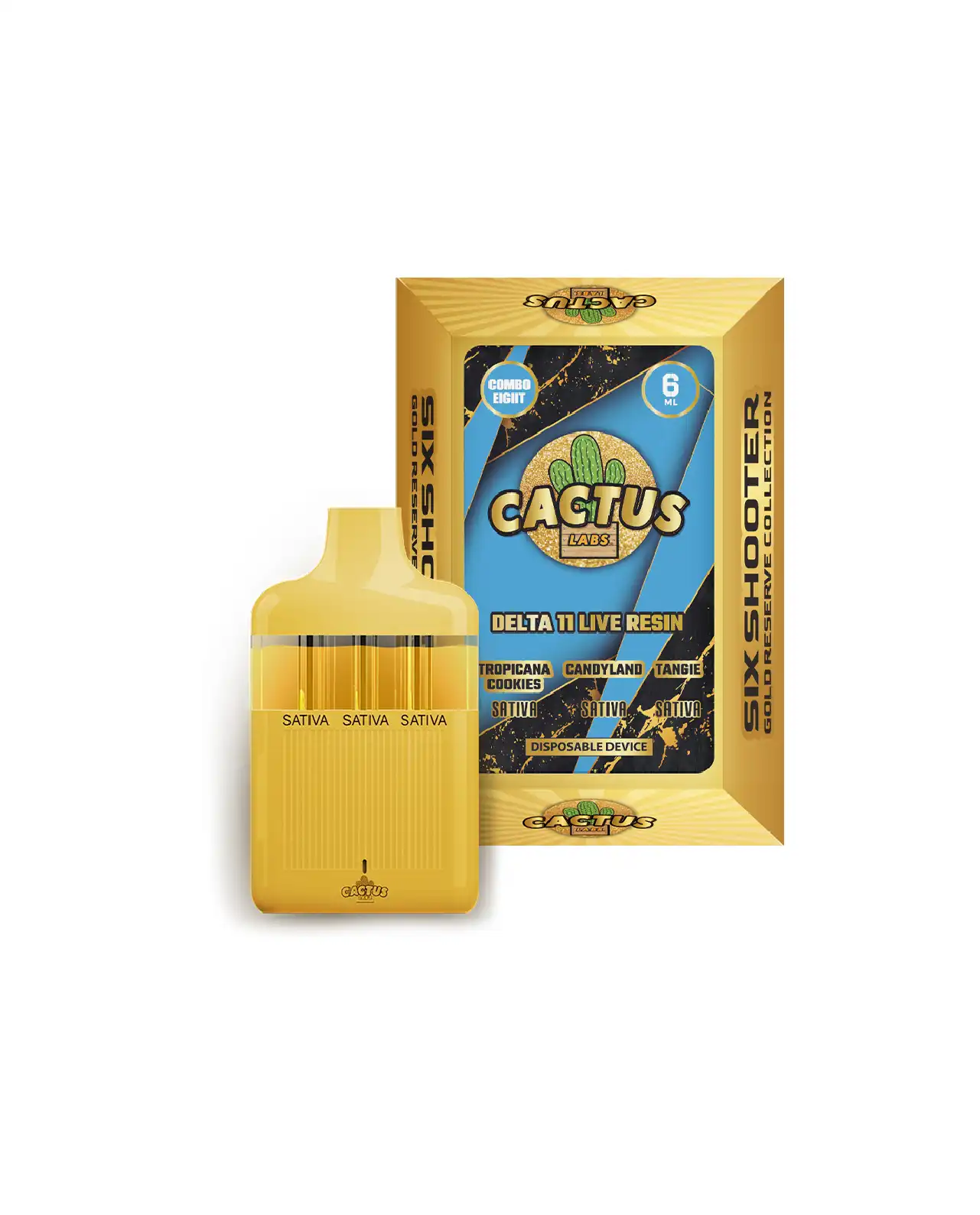 D11 Tropicana Cookies + Candy Land + Tangie 6ml - Six Shooter Delta 11 Live Resin Gold Reserve
