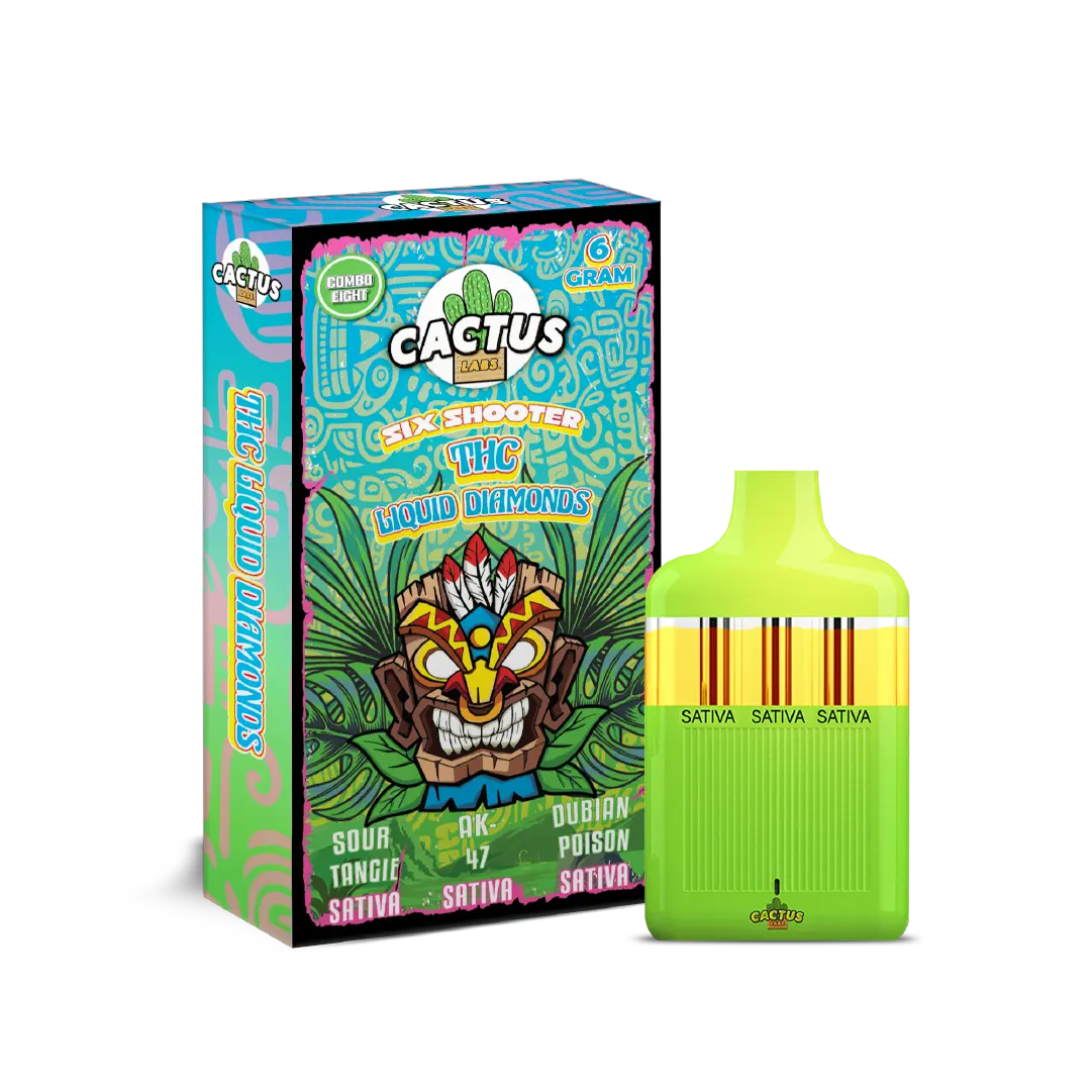THC Sour Tangie + AK-47 + Dubian Poison Combo Eight 6GM - Six Shooter THC Liquid Diamond