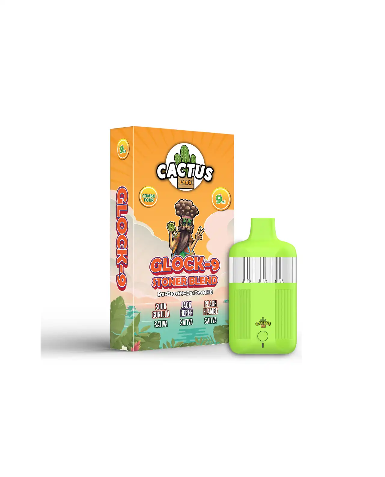 Sour Gorilla, Jack Herer, Peach Flambe -9ml - Glock-9 Stoner Blend