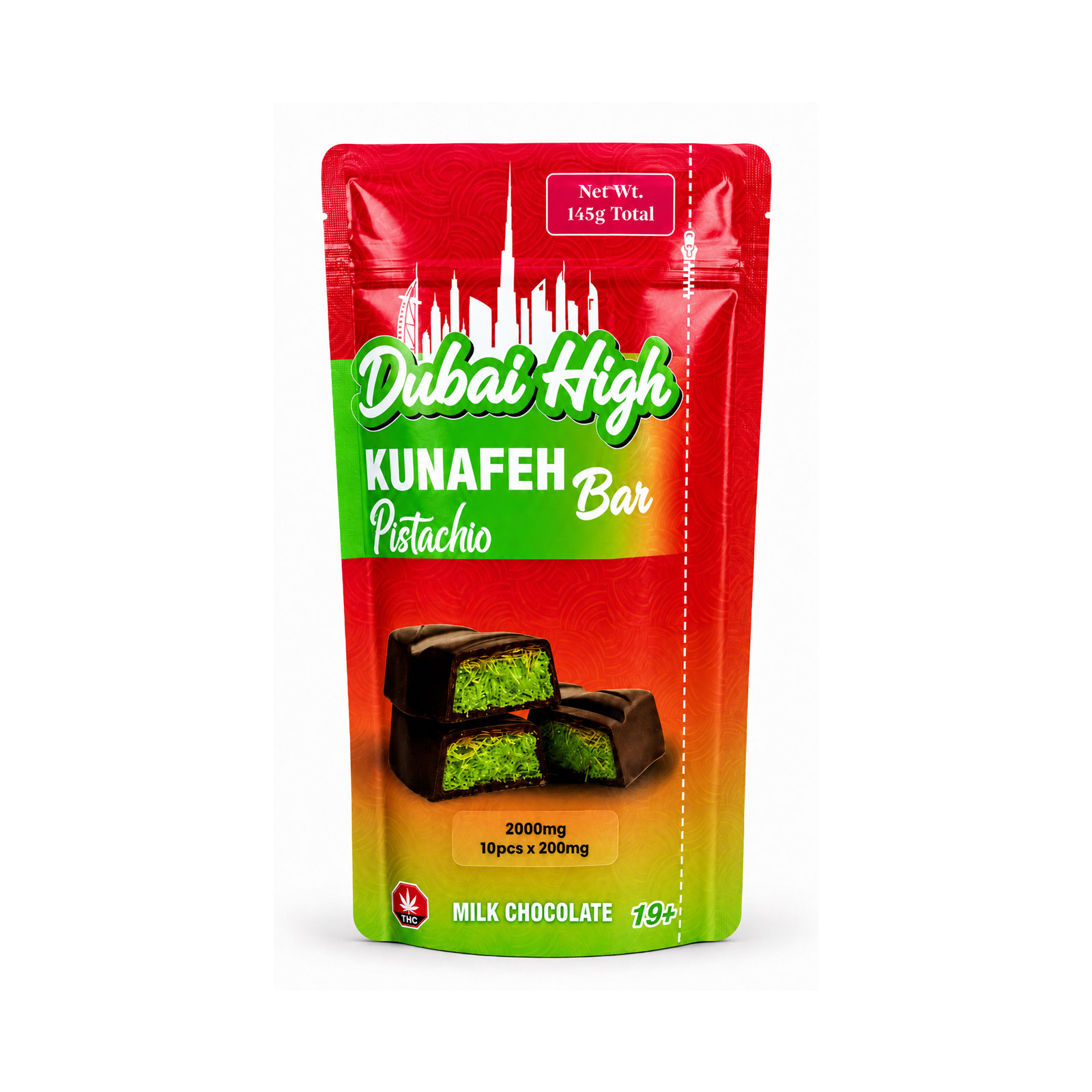 Kunafeh THC Chocolate Bars (Dubai High - Pistachio 200mg)