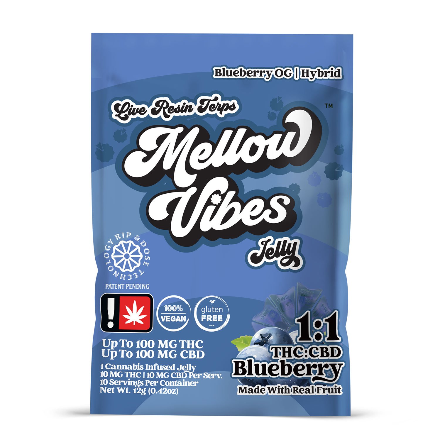 Blueberry 1:1 THC:CBD - Balanced Gummies