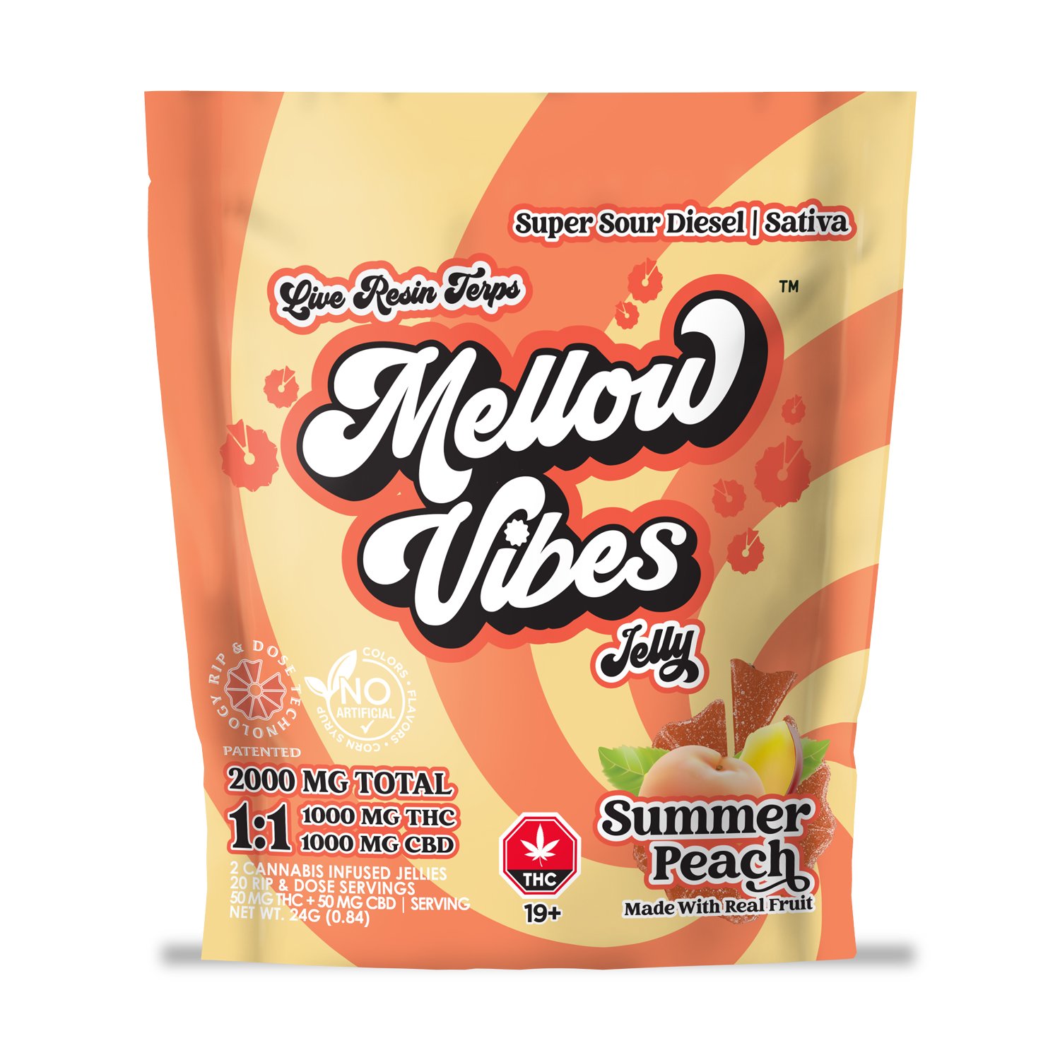 Summer Peach 1:1 THC CBD 2000 MG Total