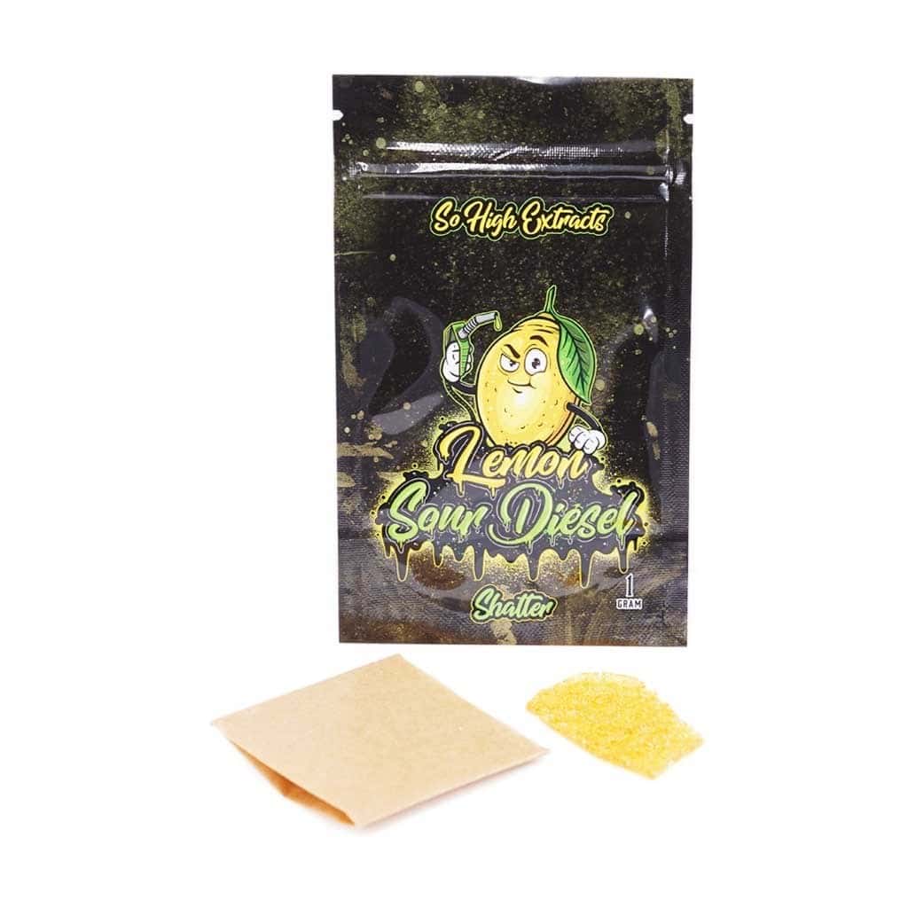 So High Extracts Premium Shatter – Lemon Sour Diesel (Hybrid)
